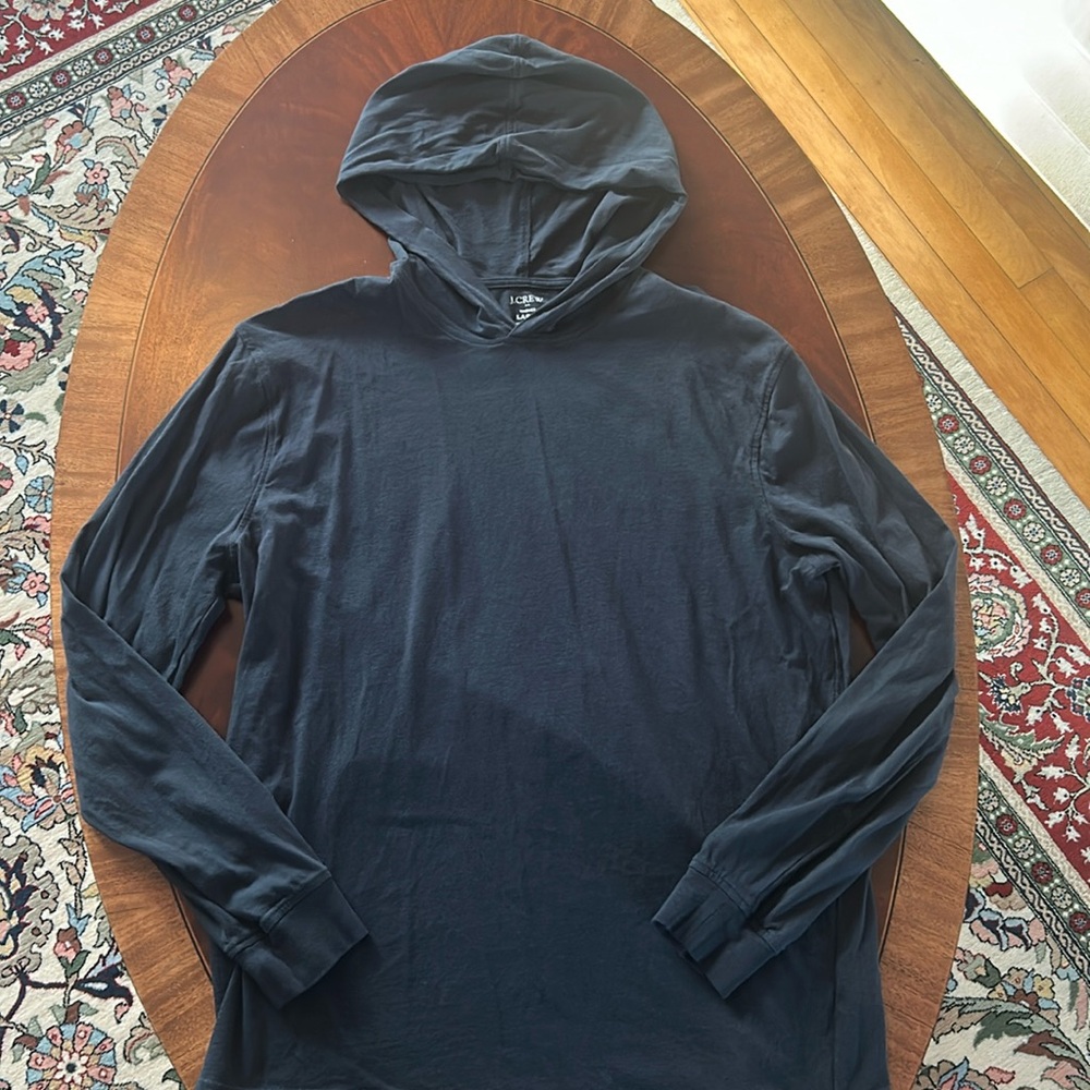 J CREW - LARGE MENS LIGHT HOODED PULLOVER